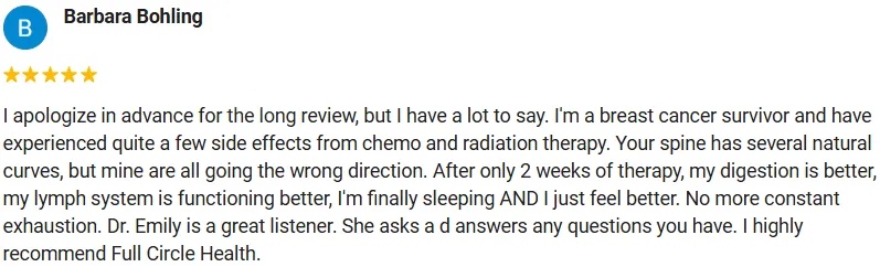 Chiropractic Chesterfield MO Barbara Bohling 5 star google review from the client Barbara Bohling